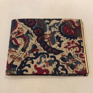 Vintage King Slimfold Wallet Embossed Multicolored Fabric and Black Leather